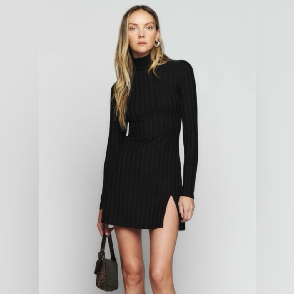 Reformation Libra Knit Dress in Black Size L